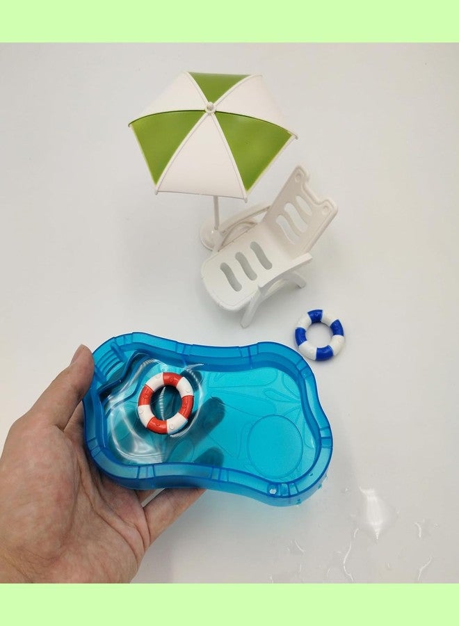 مجموعة بيت الدمى المكونة من 5 قطع، تشمل إكسسوارات وأثاث بيت الدمى، وحوض سباحة مصغر مناسب لتزيين بيت الدمى. - Image 5